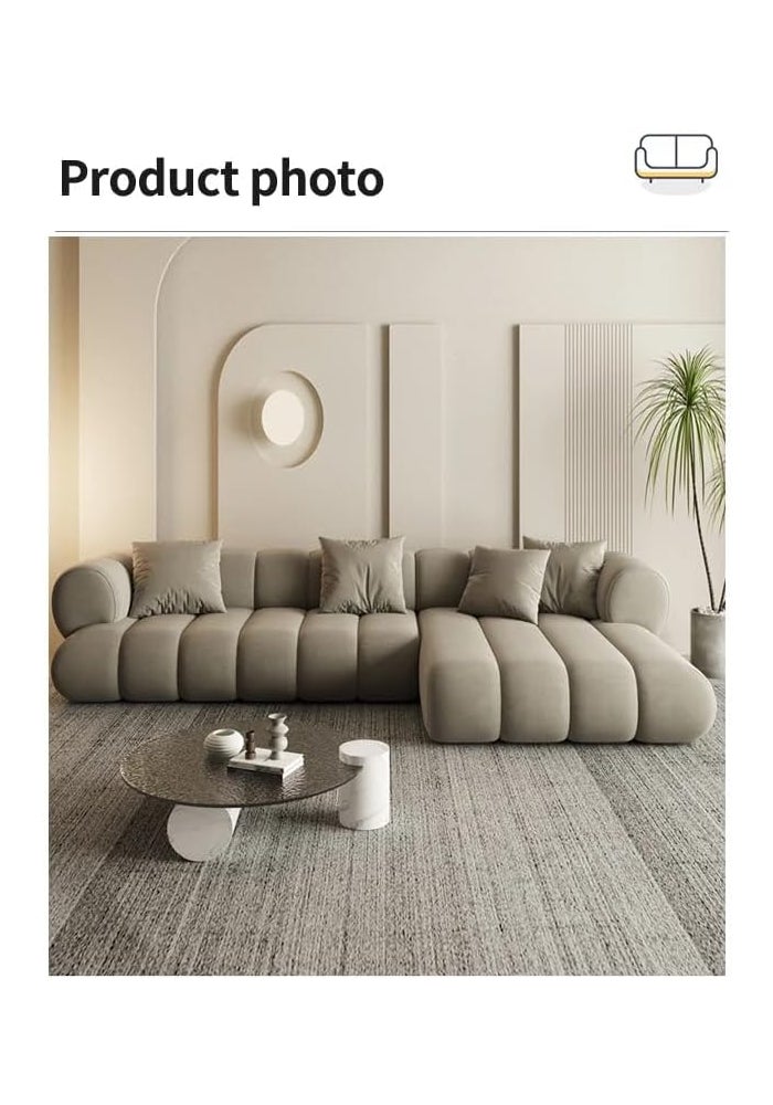 Aroma Homes Modern Cloud Modular Sofa Set - Ultra Soft Bouclé Fabric Sectional Couch (Brown, Chaise) - Image 3